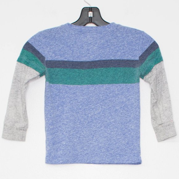 Crewcuts Boys Tee Shirt Long Sleeve Colorblock Blue Gray Size 4/5 - Picture 2 of 2